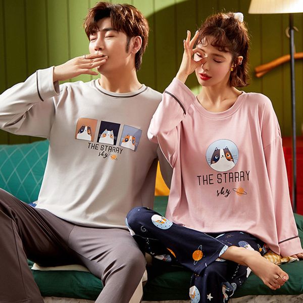 

2021 new style women's autumn spring pajama set plus size sleepwear female printing o neck long sleeve sweet nightwear ladies if83, Black;red