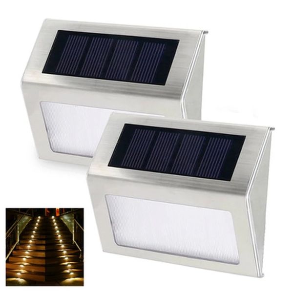 

3leds solar lamp for garden christmas decor step stair wall lamps exterior pathway outdoor waterproof lights
