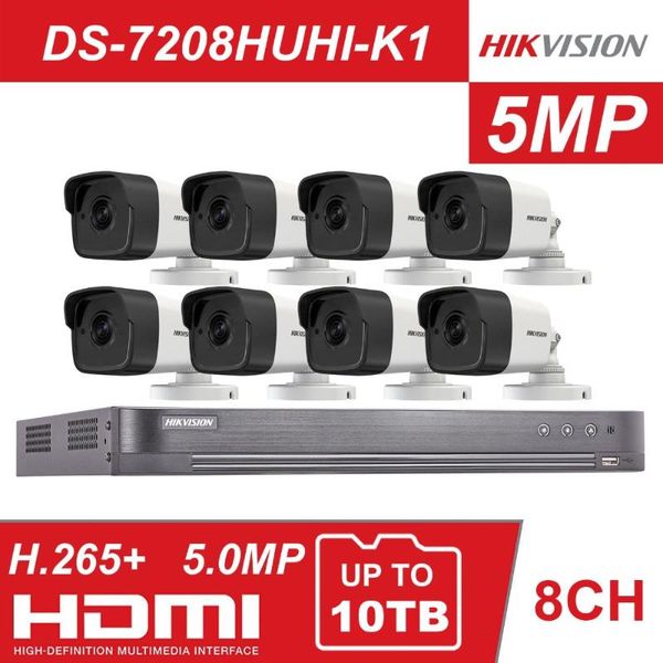 

systems hik 8ch dvr kit hybrid 8 channel video surveillance recorder ds-7208huhi-k1 5mp security analog camera ds-2ce16h0t-it3f