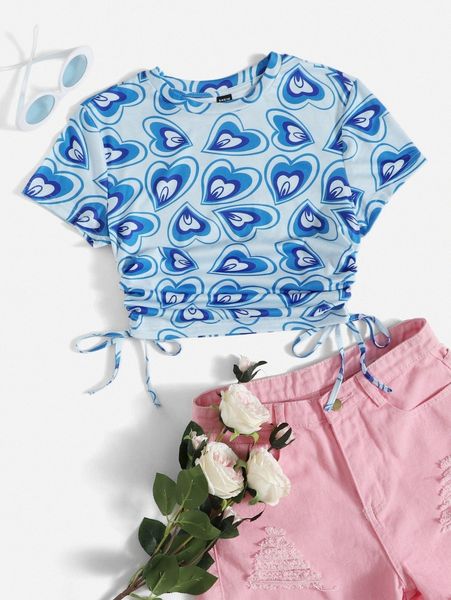 

ruched drawstring side heart w0l9#, White