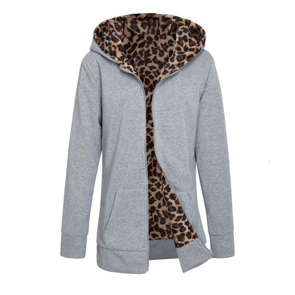 

2021 new hooded padded leopard sweater women europe america plus velvet large size jacket winter womens clothing mujer, White;black