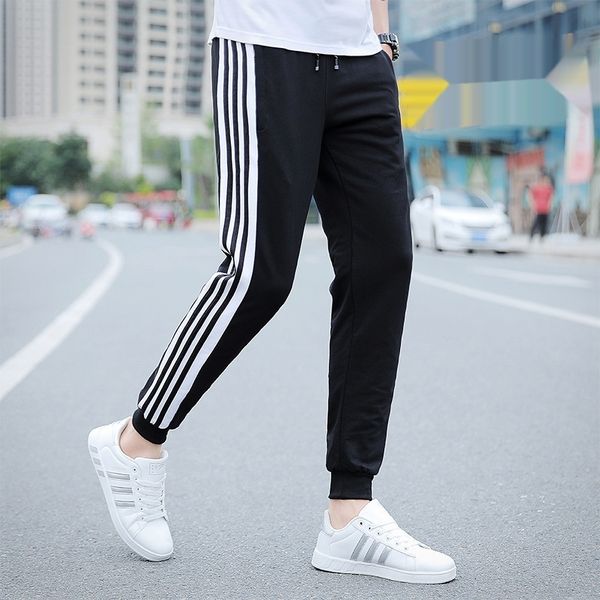 

autumn and winter three bar pure cotton casual jumpsuit sports sports pants men's striped legged bodywear casual pants large size young, Blue