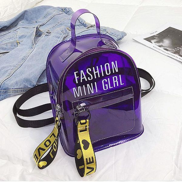 

20# fashion women girl mini backpack travel pvc clear satchel small rucksack school bag black blue white purple school bags