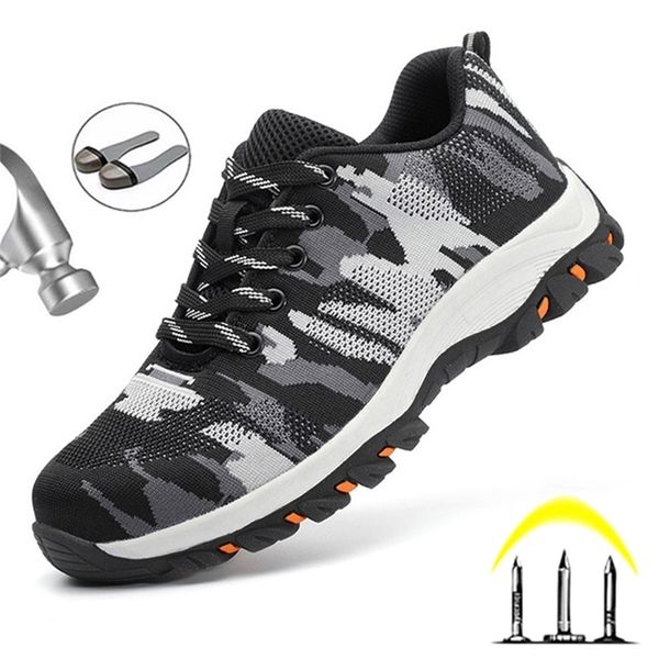 

breathable boot steel toe safety camouflage men boots work indestructible shoes outdoor sneakers ryder y200915, Black;brown