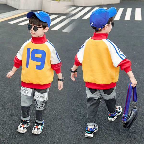 

digital clothing winter warm thickened sweater children's color matching boys' versatile pullover, Black