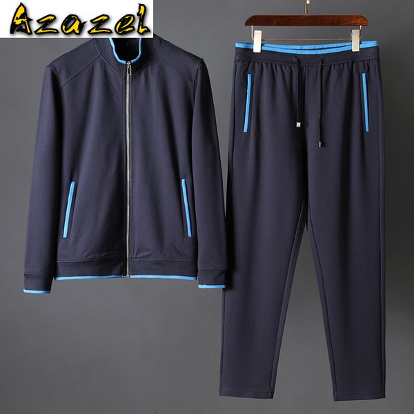 

azazel mens sets (sweatshirt+pants) luxury stand collar zipper sweatshirt men autumn winter slim fit man set with pants 4xl 1022, Gray