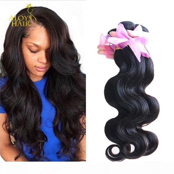 

wholesale unprocessed brazilian peruvian malaysian indian virgin human hair weave bundles body wave remy human hair extensions natural color, Black