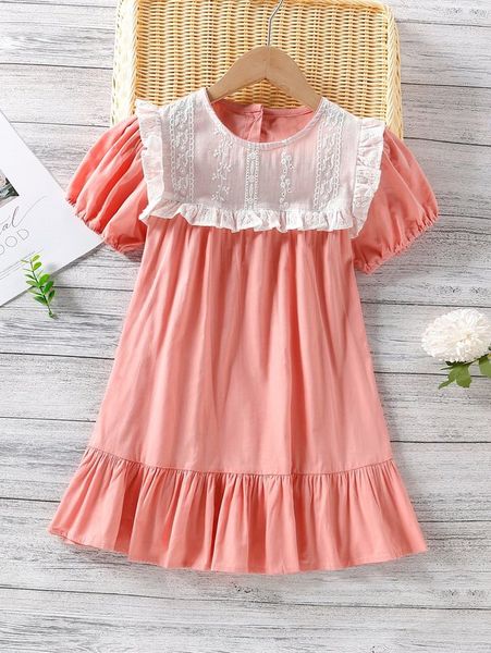

toddler girls contrast schiffy smock dress she, Red;yellow