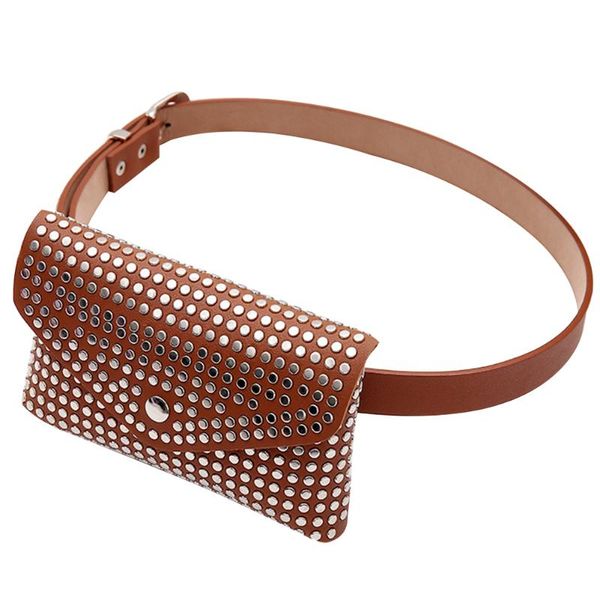 

mini holiday bumbag artificial leather cellphone pouch rivet travel fanny pack women waist bag purse party belt fashion ladies