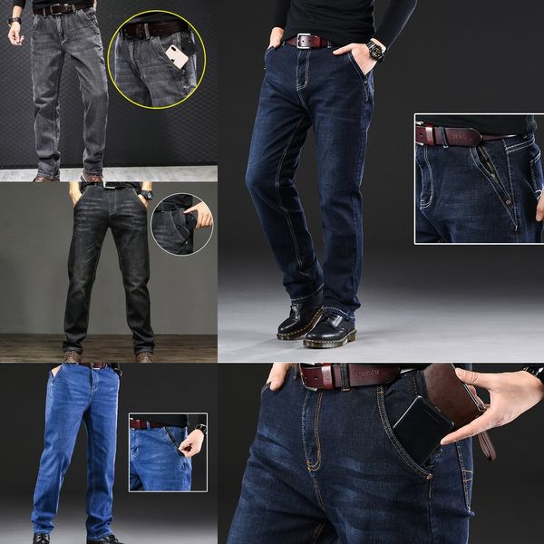 

добавить жир противоугонных мешка мужские джинсы и джинсы бизнеса эластичные свободные прямые брюки жира мужские брюки больших ghumd, Blue