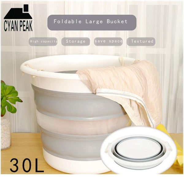 

30l sile bucket fishing equipment folding bucket outdoor foldable collapsible bucket camping basin thick travel bbyztl