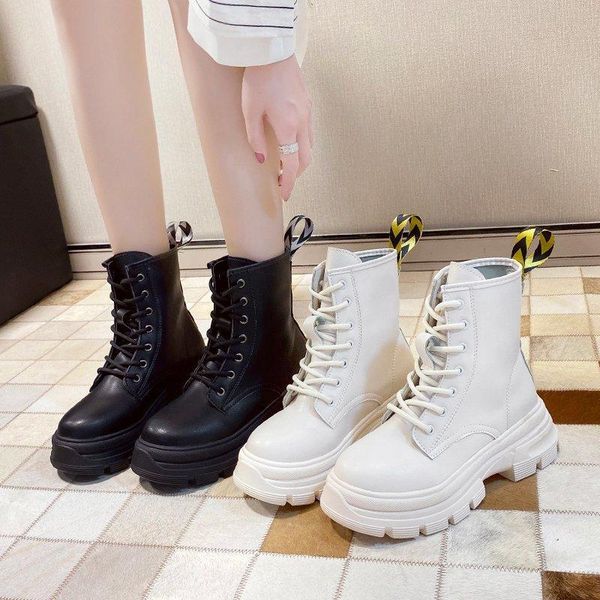 

boots nausk women's shoes lolita booties woman 2021 high heels round toe winter footwear boots-women lace up fashion stiletto, Black