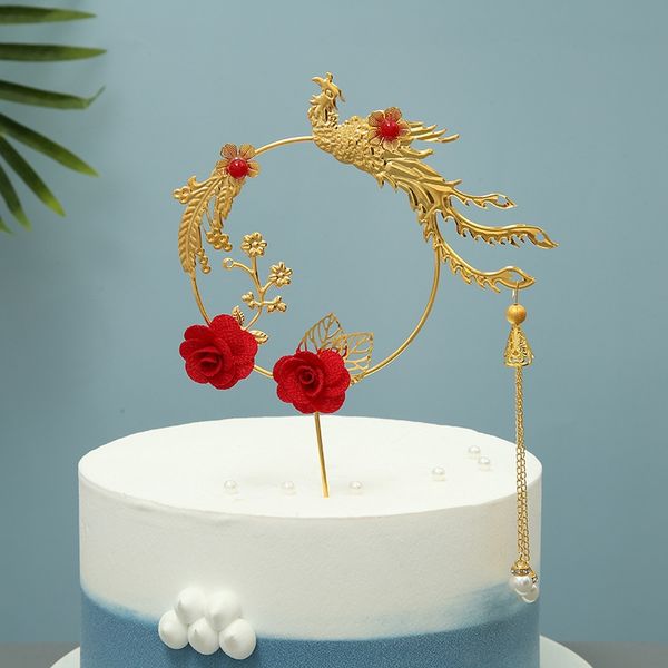 

flower phoenix insert baking cake decoration flower phoenix cake pendant pendant card insert baking decoration card vtxm8