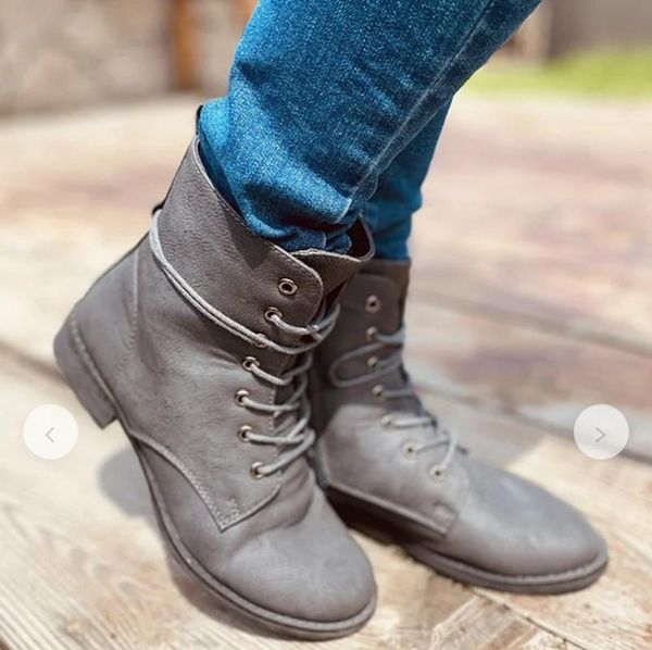 

2020 new winter women motorcycle boots fashion zipper artificial leather lace-up boots thicken plush warm block heel fall, Black