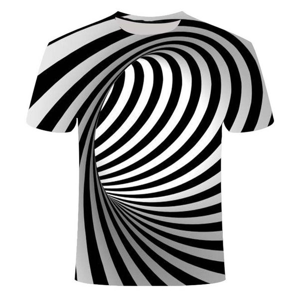 

3d three-dimensional vortex checked tunnel print summer psychedelic printed 3d print shirts kawaii comics hentai men clothing