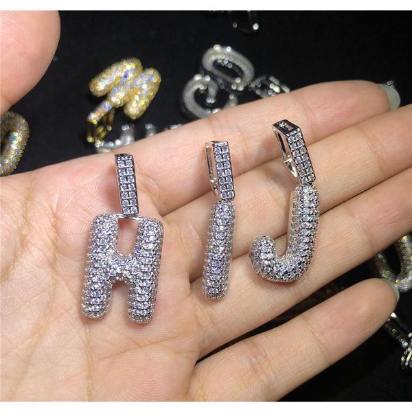 

a-z custom small letters necklaces charm pendant for men women gold silver color cubic zirconia hip hop wmtyfj whole2019
