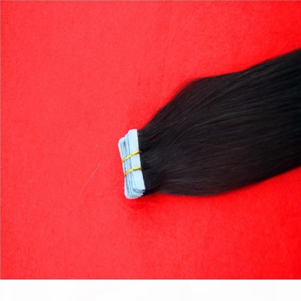 

black color tape in remy human hair straight double drawn skin weft seamless human hair extensions 1pcs 100g