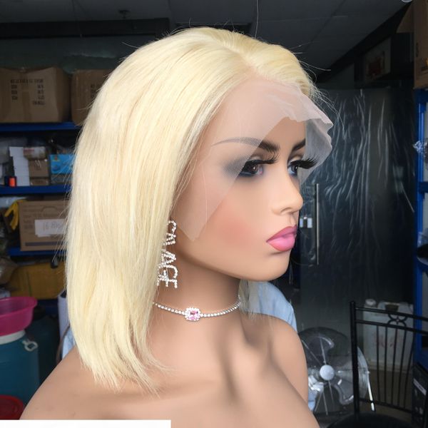 

human hair lace front wig for women 613 straight bob wig 150 density hair products 20, Black;brown