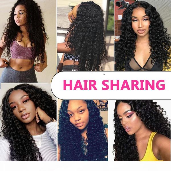 

brizilian brizillian puruvian deep curly hair bundles with 4x4 lace closure malaysian deep wave human hair 3 bundles with lace closures, Black;brown