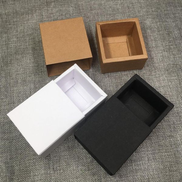 

20pcs kraft brown white black paper drawer gift boxes diy handmade soap craft candy packaging boxes party favors storage box wmtpqc