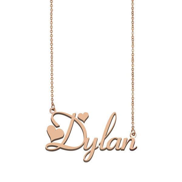 

dylan custom name necklace personalized pendant for women girls birthday gift friends jewelry 18k gold plated stainless steel, Silver