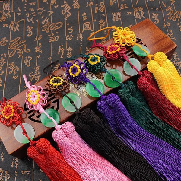 

1pc sun flowers chinese knots jade tassel keychain caps straps diy jewelry making charms pendants craft accessories craft tassel h sqcuof