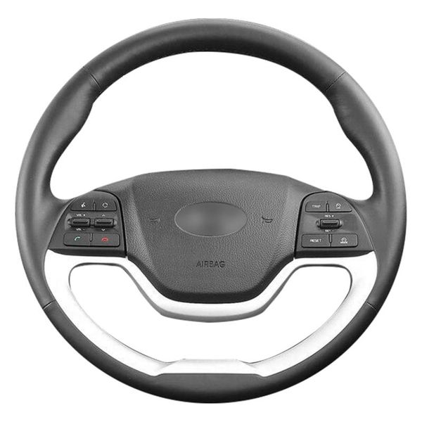 

hand-stitched black artificial leather car steering wheel cover for kia morning 2011-2020 picanto 2012-2020