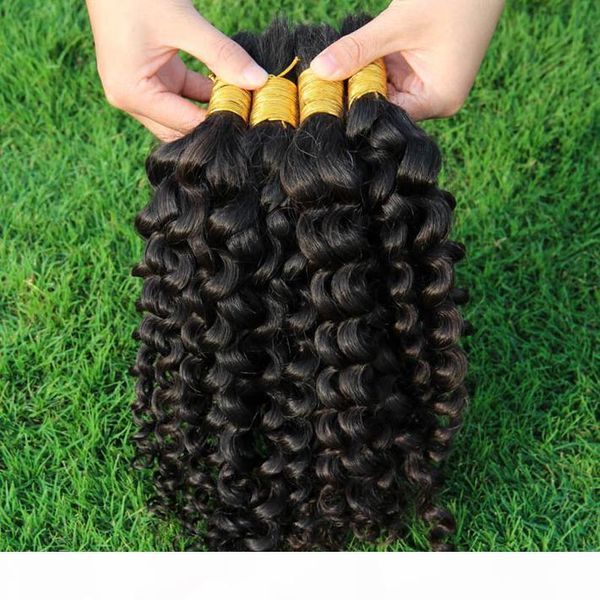 

mongolian kinky curly braiding hair 3 bundles afro kinky curly unprocessed human hair extensions in bulk for micro braids no weft, Black