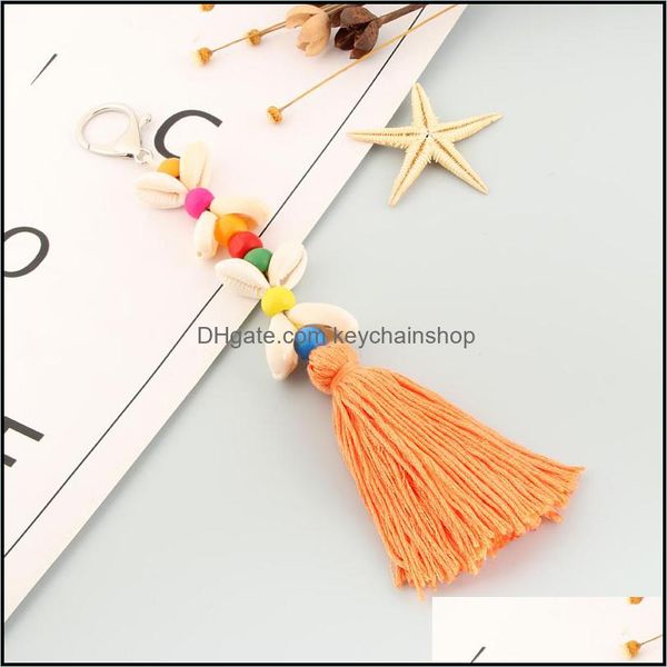 

keychains fashion accessories summer shell fringed tassel key chain bag pendants boho keyring for women trinket jewelry drop delivery 2021 w, Silver