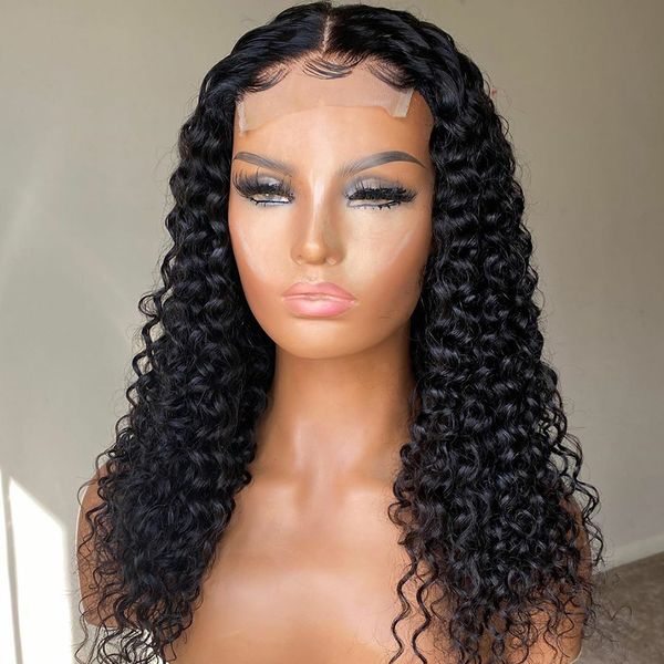 

deep part long loose curly lace front wig for fashion women babyhair preplucked 180 density middlle part cosplay glueless heat fiber wig, Black;brown