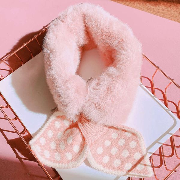 

sweet net red n43 wave ins point knitting bow tie imitation rabbit children's warm neck pn90, Red;brown