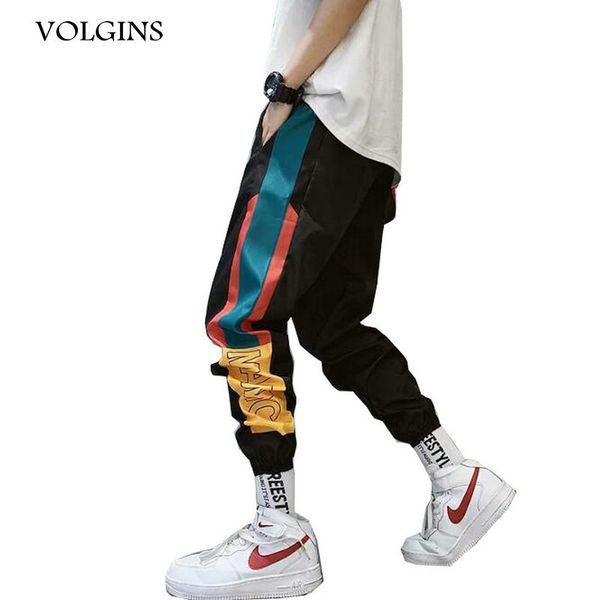 

streetwear hip hop men's splice 2020 sweatpants ankle length loose joggers track harem pants men