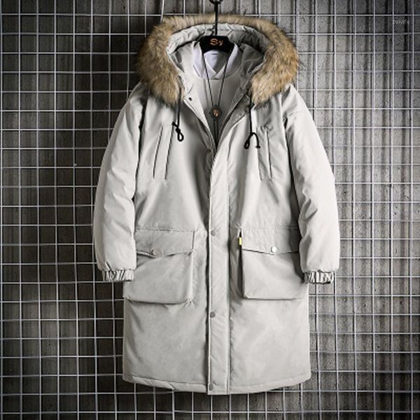 

sagace men jacket winter new casual hooded outwears coat warm fur parka overcoat male solid color thick zipper jackets 20191, Black