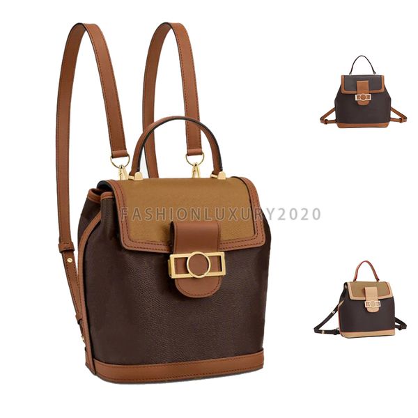 

women's backpack leather shoulder bag traveling bags outdoor leisure shopping bag fashion brown old flower handbags