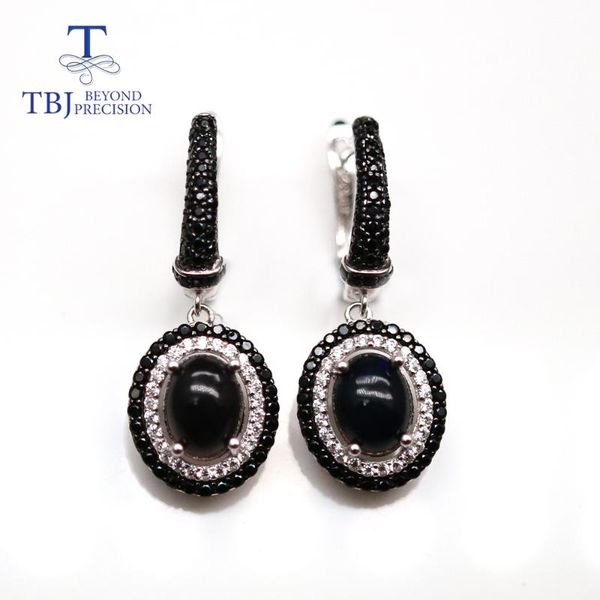 

dangle & chandelier tbj,natural ethiopia black opal oval cut 7*9mm clasp earring fine jewelry 925 sterling silver for women wife gift design