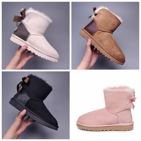 

2021 fashion australia wgg women platform designer womens motorccle boot girls lady bailey bow winter fur snow half knee short boots 3 v7hh#, Black
