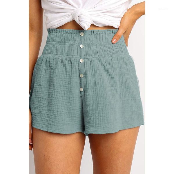 

shiying casual shorts women 2020 summer new pleated pocket a-line stretch lace high waist wide leg pants black1, White;black