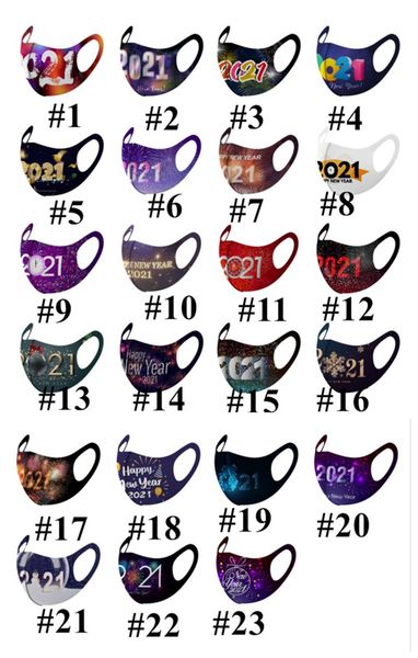

2021 happy new year letters face mask christmas designer face mask women mens facemask masque party decorations reusable thin cover e110902