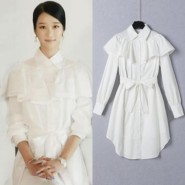 

2020 fashion new cotton white shirt dress korean style elegant dress