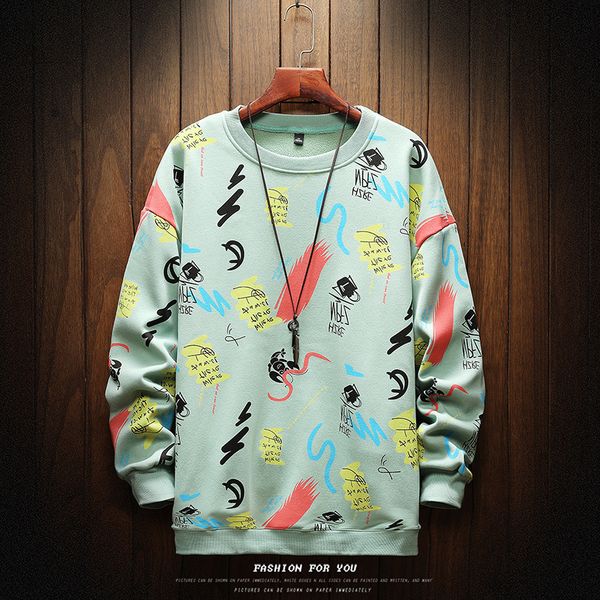 

2021 new mens crewneck sweatshirt graffiti streetwear oversized japanese hip hop black hoodie men sweatshirts hoodies kfs8