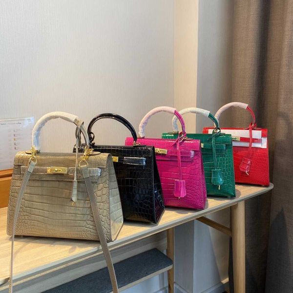 

early autumn new alligator pure leather kelly bag luxury women's handbag