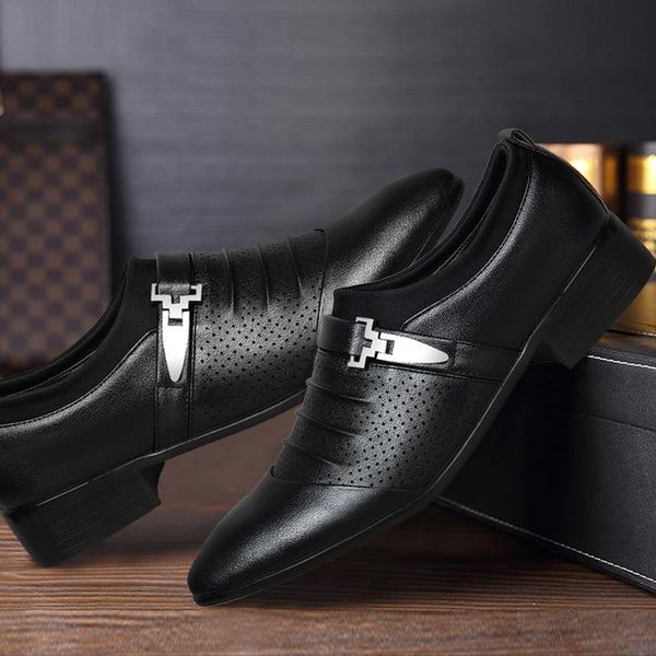 

2020 summer new shoes men business casual breathable zapatos de hombre men dress shoes casual natural leather loafers gyu7, Black