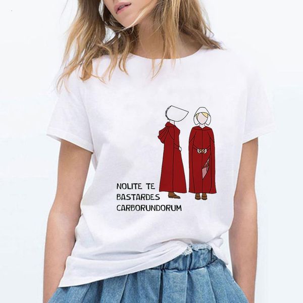 

nolite te bastardes carborundorum t shirt womens the handmaid's tale tv show clothing female casual harajuku women tee shirt, White