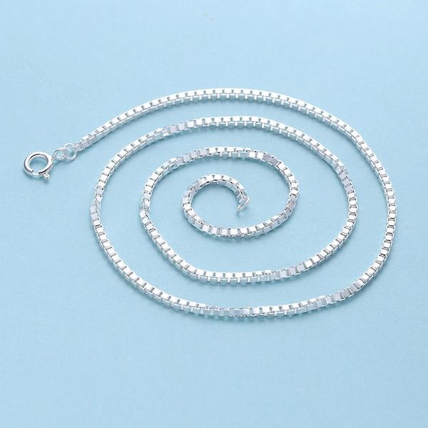 

s925 pure silver creative punk square box серебряное ожерелье цепи