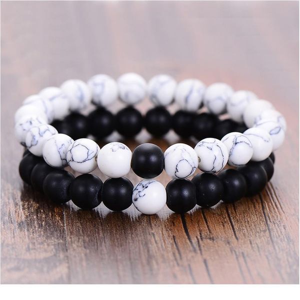 

2 pcs/set 8mm black blue couple distance bracelet charms yoga meditation braclet for men women lovers friend jewe qyloss