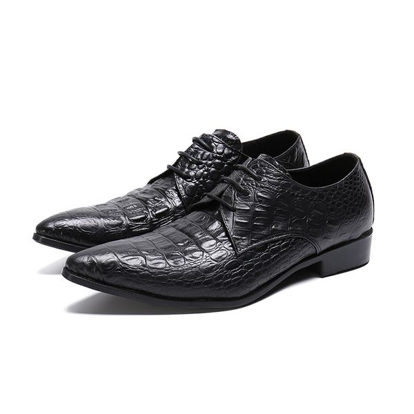 Sapatos de couro formais Homens Pointed Toe Lace-up Negócios Vestido Shoes Oxfords Zapatos Hombre, Big tamanhos US6-12, EU38-46