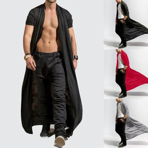 

men's cardigans gotico punk rock trench coat long jacket cloak spring autumn men vintage black hooded outerwear, Tan;black