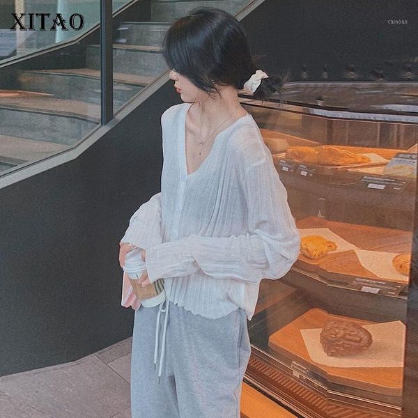 

xitao casual knitting drawstring sweater women 2020 autumn tide fashion new style v neck collar long sleeve solid color zyq42171, White
