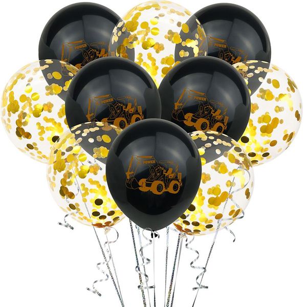 

amawill 10pcs latex excavator toy confetti balloons car theme happy birthday banner baby shower party decoration for kids gift wmtovc