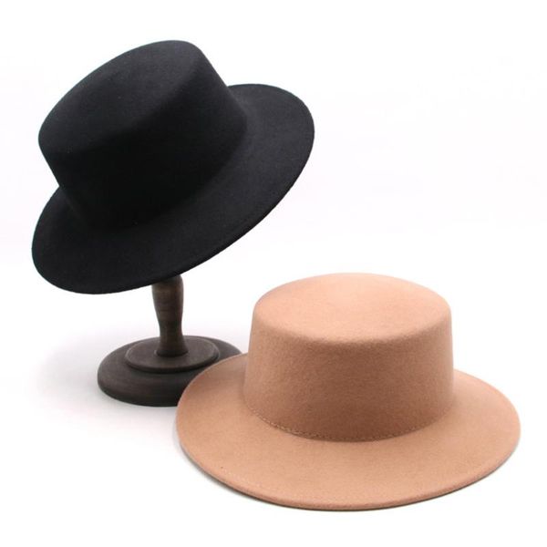 

flat brim hat fashion imitation wool ladies clothing british wild jazz new woolen warmth retro casual elegant round caps, Blue;gray
